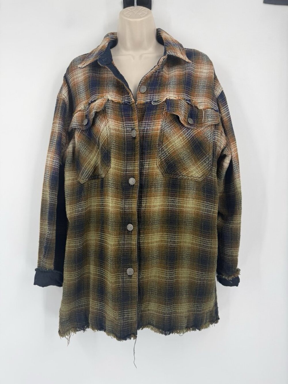 Women’s We The Free Free People Anneli Plaid Shirt Jacket Tobacco Combo Medium